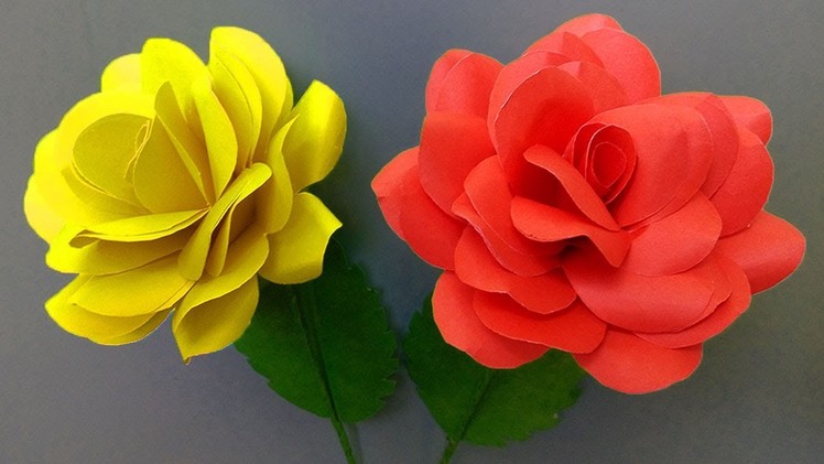 How to make rose flower with paper | paper flower making step by step