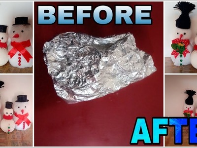 How to Make Snowman With Cotton and foil paper || Christmas Decoration Idea || aluminum foil craft