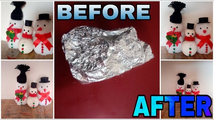How to Make Snowman With Cotton and foil paper || Christmas Decoration Idea || aluminum foil craft