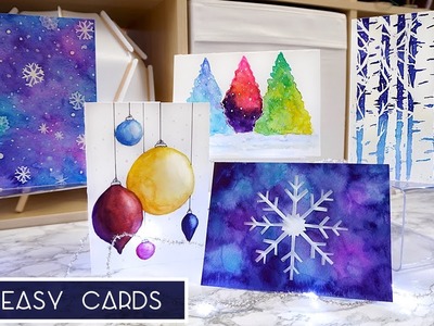 How to Make These Easy Watercolour Christmas.Holiday Cards | Tutorial