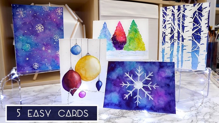 How to Make These Easy Watercolour Christmas.Holiday Cards | Tutorial