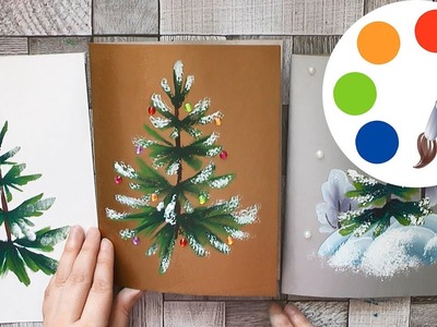 How to  paint  a christmas tree,  paint a christmas card, ❄Christmas decoration idea❄