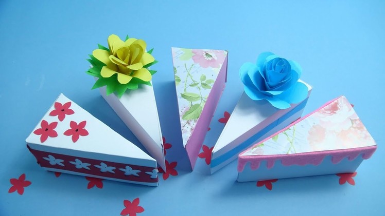 Origami Cake Slice Box Tutorial-Triangular Box-How To Make A Birthday Cake Slice Box | DIY Gift Box