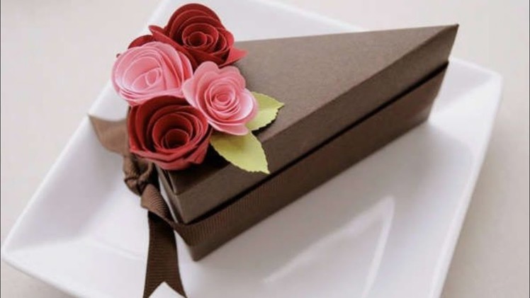 Origami Cake Slice Box Tutorial-Triangular Box-How To Make A Birthday Cake Slice Box | DIY Gift Box