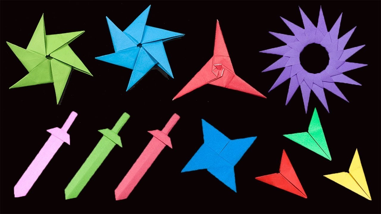 Оригами нож. Origami Ninja Star/Sword/Knife. Оригами из бумаги кинжал. Ножи, сюрикены из бумаги.