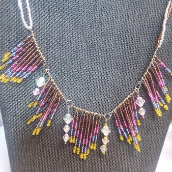 Bead Necklace crystal drops