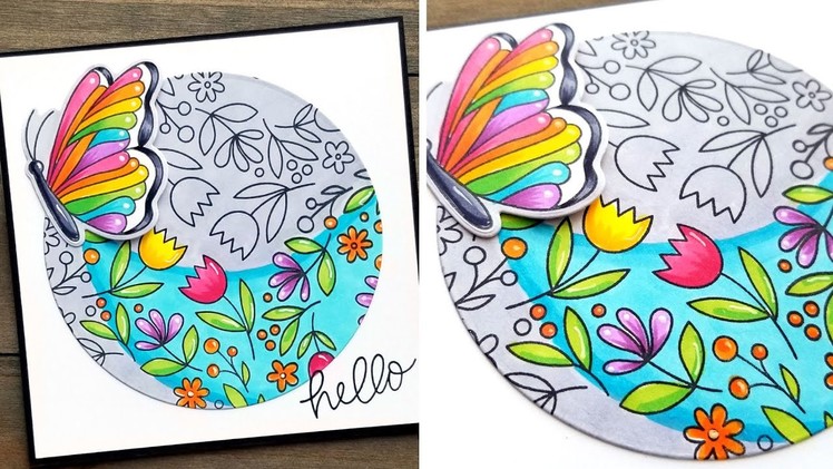 Copic Rainbow Butterfly Card by Pretty Pink Posh