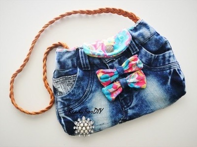 DIY Cute Jeans Bag Using Old Jeans And Old T-Shirt - Recycling Old Kids Jeans