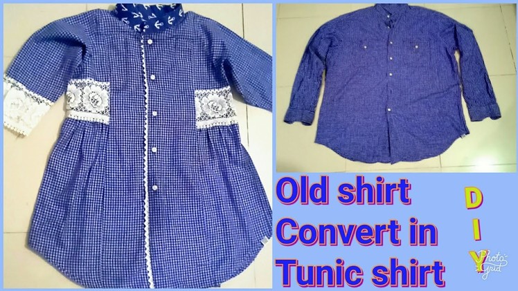 DIY.New Creative idea for Little Girls Tunic Top.Cutting stitching.Old Shirt Convert in Stylish top
