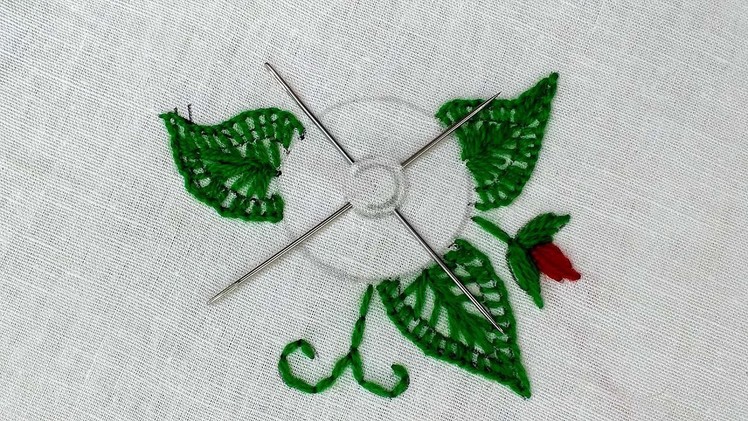 Hand embroidery : flower design sewing hack with needle.