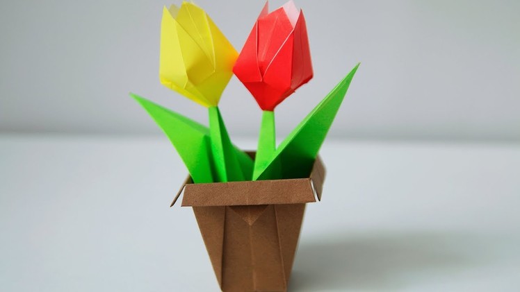 ???? Origami Flower Pot  ???? -  Simple and easy