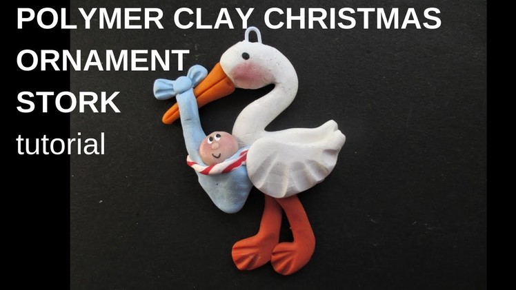 Polymer clay Christmas ornament Stork