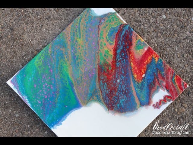 Rainbow Acrylic Paint Pour on Canvas Tutorial