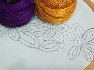 Shadow Work Hand Embroidery Border Design,Beautiful Flower Embroidery Design,Sewing Hack