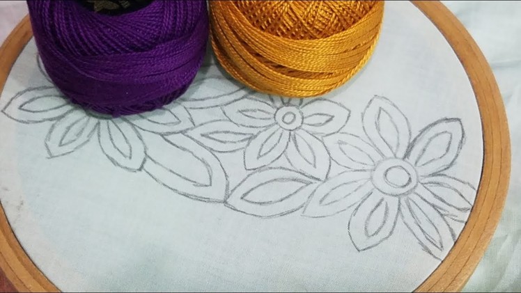 Shadow Work Hand Embroidery Border Design,Beautiful Flower Embroidery Design,Sewing Hack