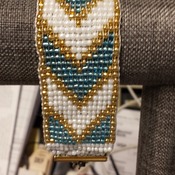 Turquois and White beaded cuff