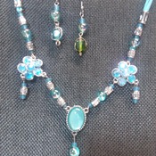 Turquois blue leather necklace