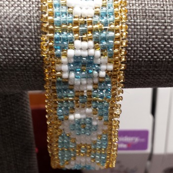 turquois ,Gold, White 1inch wide cuff