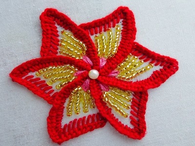 Beads embroidery| easy modern flower embroidery