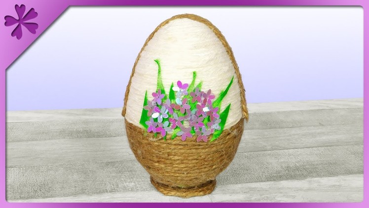 DIY Jute twine Easter egg which looks like basket with flowers ???? (ENG Subtitles) - Speed up #581