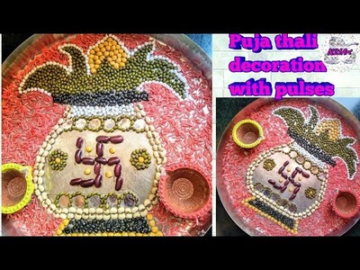DIY Very Easy Aarti Thali Decoration Idea | Puja Thali Decoration | Aarti Thali With Pulses |