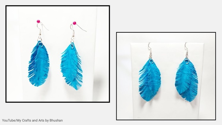 Easy Paper feather earrings | Handmade earrings #papercraft #handmadeart
