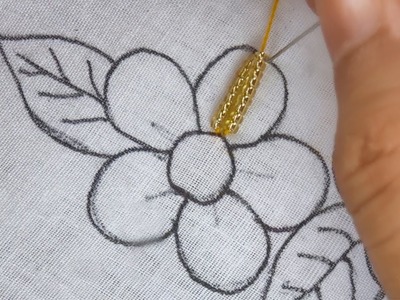Hand embroidery: beautiful flower with beads| modern flower embroidery