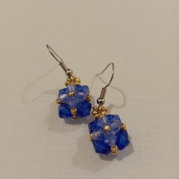 Handmade Royal Blue Tiny Square Earrings