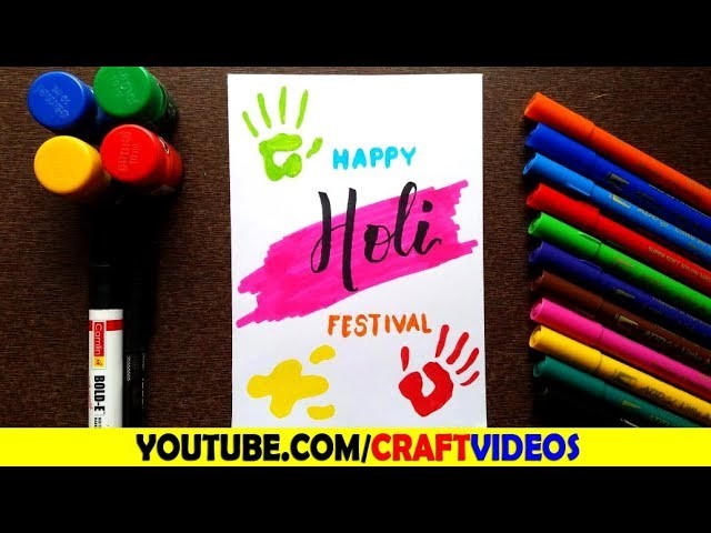 Happy Holi Greeting Card Easy | Handmade Holi Cards