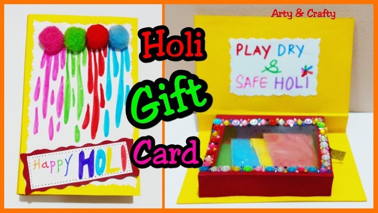 Holi Gift Card Making. Holi Card Making. Beautiful Handmade Holi Card.Gift Card by Arty & Crafty
