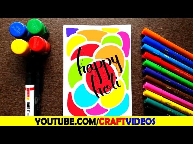 Holi Greeting Card Drawing | Handmade Holi Card