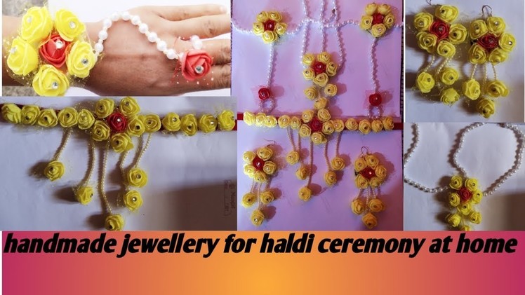 How to make easy  flowers jewellery  at home for haldi ceremony.handmade pholoon ki jewellery