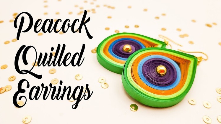 How to make quilled peacock earrings | quilling designs | handmade earrings | Paper earrings