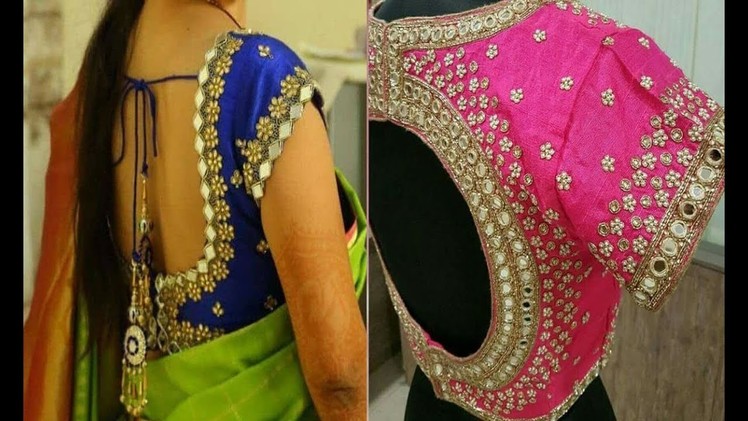 Latest Designer Mirror Beads Blouse Designs For Silk Sarees