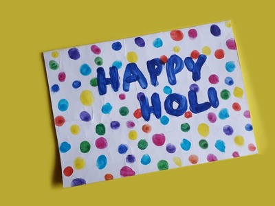Simple Handmade Holi Card design for Kids | Finger Painting Holi Card