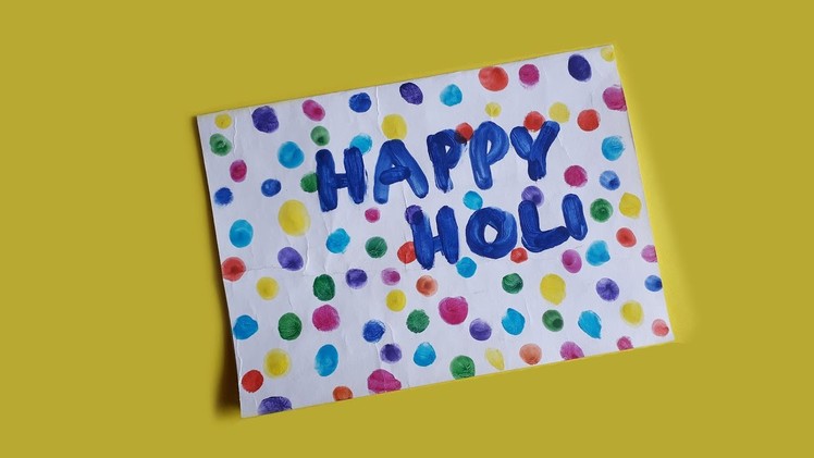 Simple Handmade Holi Card design for Kids | Finger Painting Holi Card