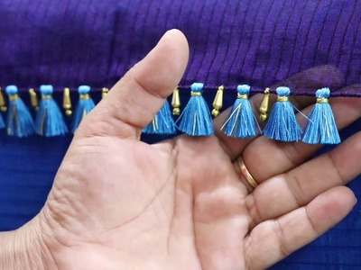 Simple Kuchu design with beads for beginner's. Saree Kuchu or Tassels
