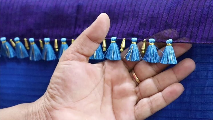Simple Kuchu design with beads for beginner's. Saree Kuchu or Tassels