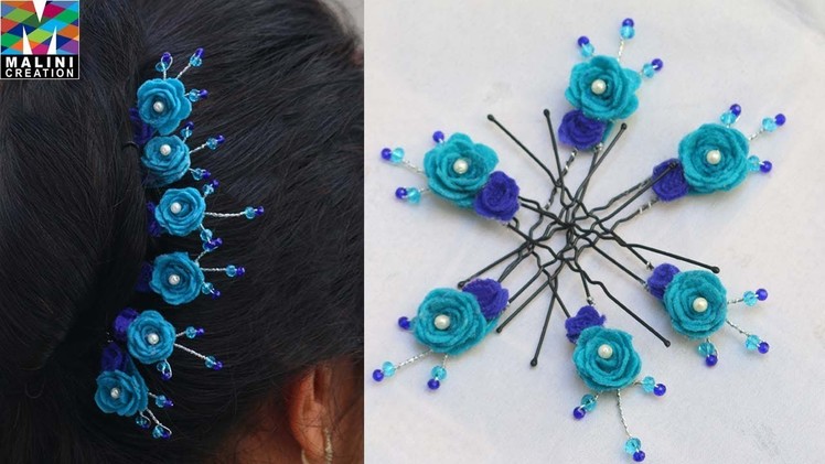 Tutorial of Hair accessory. Felt flower U pins for hair style