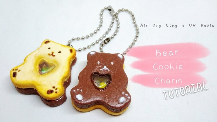 Valentine Bear Cookie Shaker Charm Tutorial - Air Dry Clay x UV Resin DIY