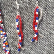 3 strand patriotic necklace and earrings 161133
