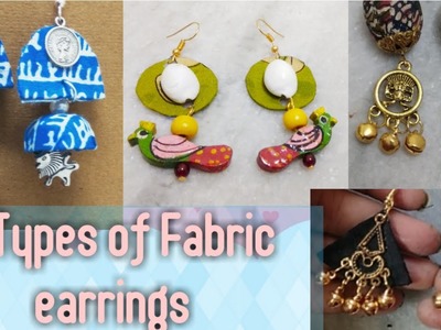 4 types of fabric earrings making tutorial.kalamkari earrings