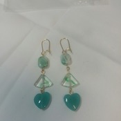 Aqua hearts dangle earrings 143711