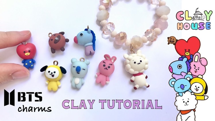 [BTS X BT21] ALL MEMBER clay tutorial. bangtan boys accessories. BT21 Haul. BTS merch