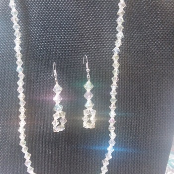 Crystal Bicone glass necklace and Earrings 154938