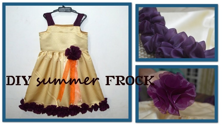 DIY frock with frills and flower .baby frock designs for stitching 4 to 5 year girl