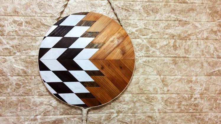 DIY Geometric Wood Round，Round wood wall art