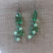 Emerald glass beads with Jade 154625