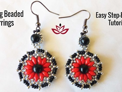 Evening Beaded Earrings With Superduos - Tutorial