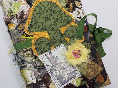 FOR SALE: Mushroom Junk Journal-Hardcover-Mini Album-Scrapbook-Photo Album-Textile Art